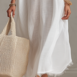 Vestido midi folgado com decote em V