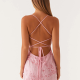 VESTIDO CURTO BORDADO COSTAS CRUZADAS
