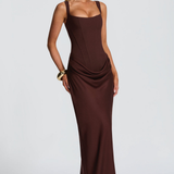 VESTIDO LONGO ESPARTILHO DRAPEADO