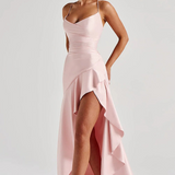 VESTIDO COMPRIDO COSTAS CRUZADAS FOLHOS