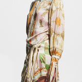 VESTIDO TIPO CAMISA DE CETIM ESTAMPADO