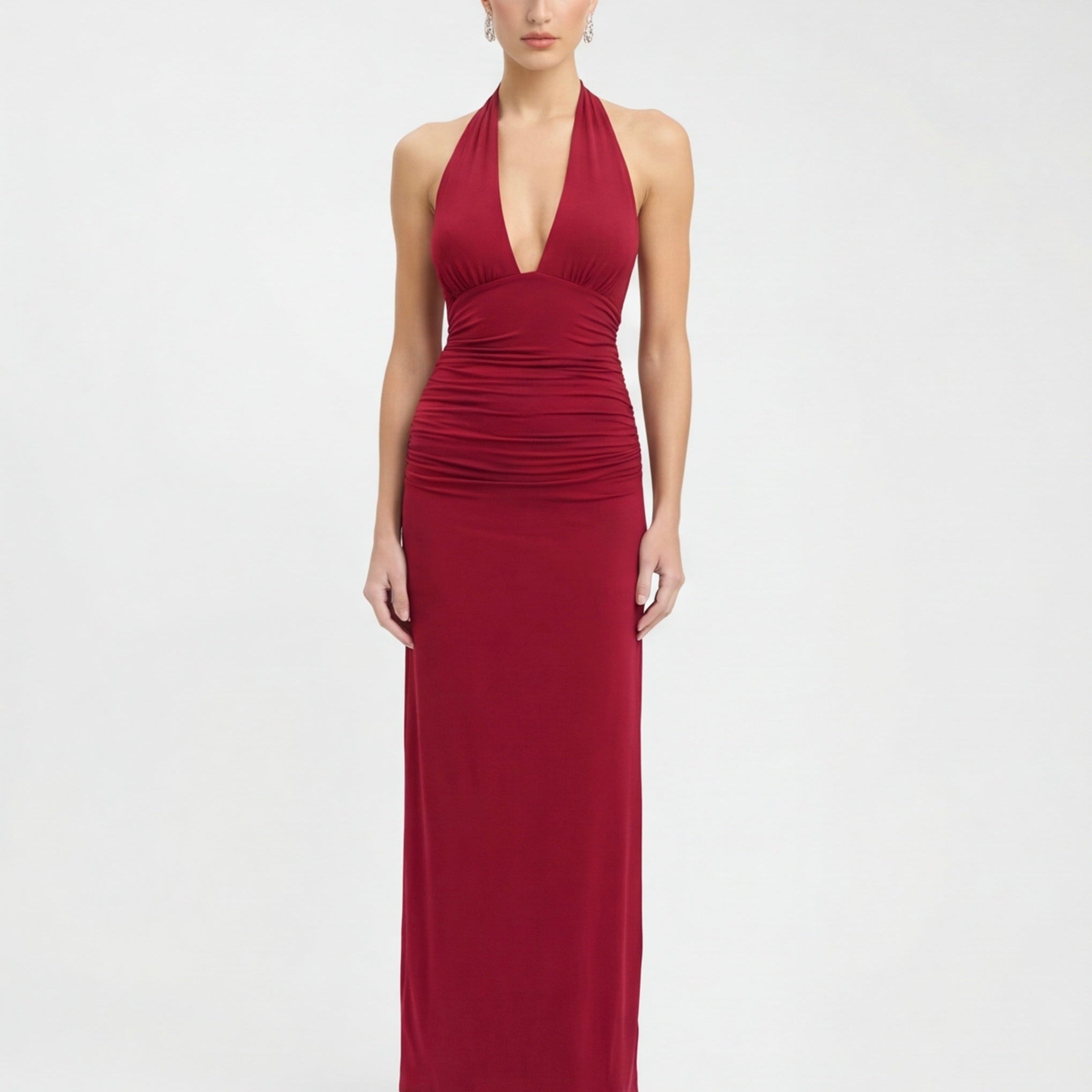 VESTIDO COMPRIDO HALTER COM COSTAS ABERTAS