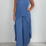 Conjunto Sherry™ de Top Midi Plissado e Calças Largas