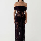 VESTIDO COMPRIDO DE RENDA DRAPEADO