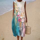 Vestido de Verão Sem Mangas Confortável