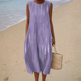 Vestido de Verão Sem Mangas Confortável