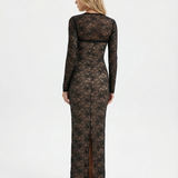 VESTIDO COMPRIDO DE RENDA COM DECOTE CAI-CAI