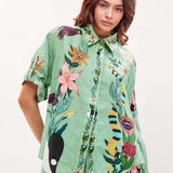 CONJUNTO CAMISA E CALÇÕES ESTAMPADO TROPICAL