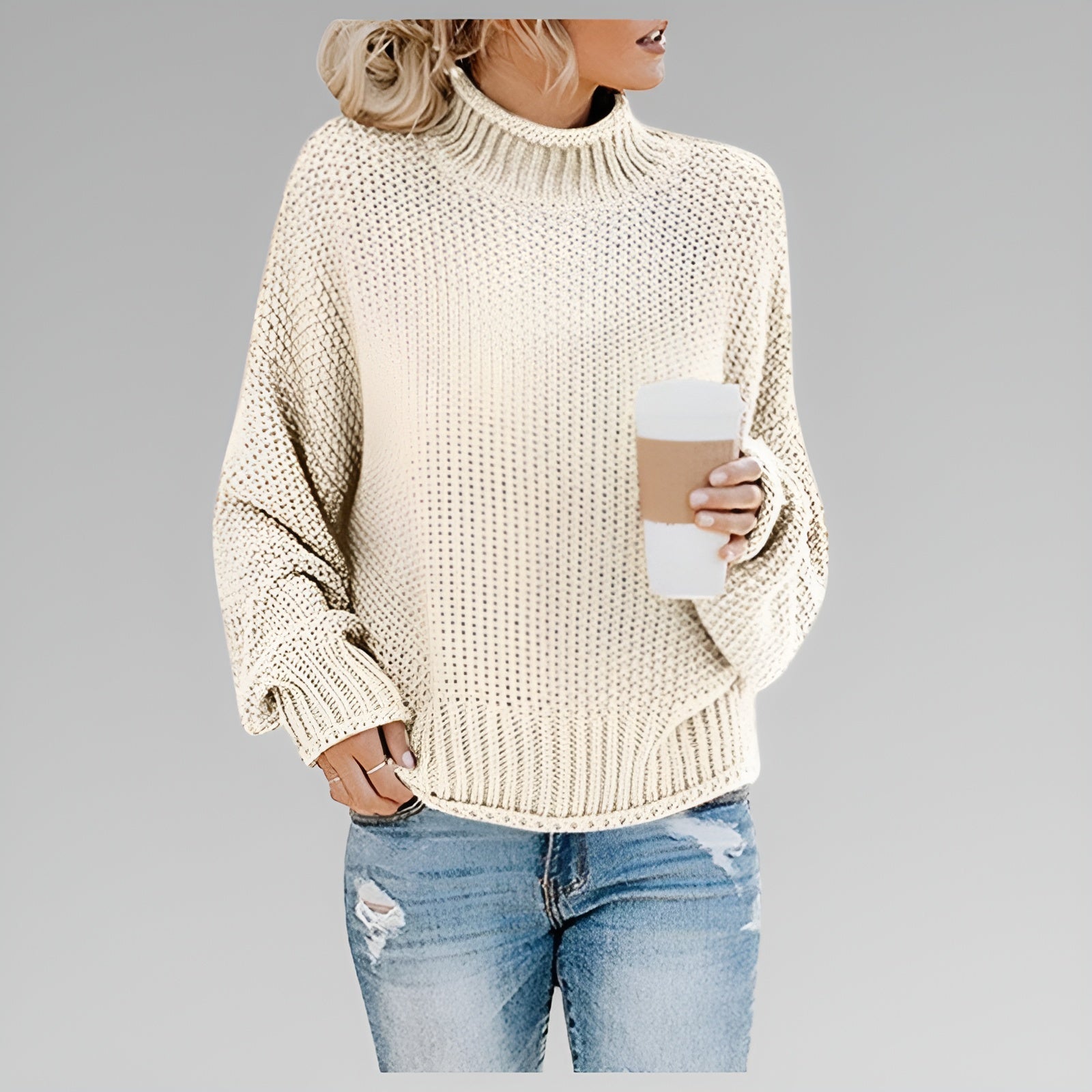 Amy - Pullover de Gola Alta Contemporâneo e Quente