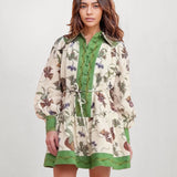VESTIDO CAMISEIRO MINI ESTAMPADO COM CINTURA AJUSTÁVEL
