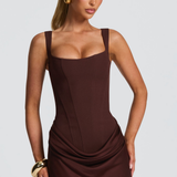VESTIDO LONGO ESPARTILHO DRAPEADO