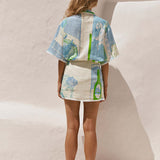CONJUNTO ESTAMPADO COM SAIA CRUZADA