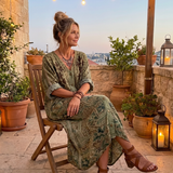 Aleta | Vestido Midi Oversized com Botão à Frente e Bolsos