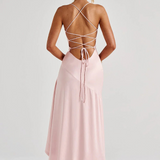 VESTIDO COMPRIDO COSTAS CRUZADAS FOLHOS