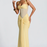 VESTIDO LONGO HALTER COM RUCHES