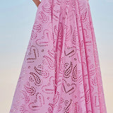 Conjunto Larissa™ de Top Bordado e Saia Maxi de Cintura Alta