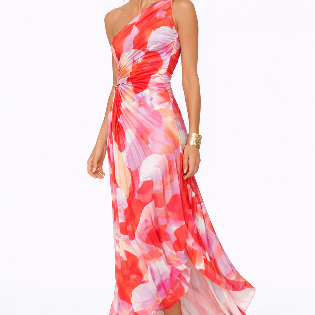 VESTIDO MAXI ASSIMÉTRICO ESTAMPADO