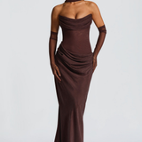 VESTIDO COMPRIDO DRAPEADO COSTAS CORSELETE