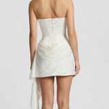 VESTIDO MINI CORSELETE COM DRAPEADO E LAÇADA
