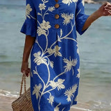 Vestido informal de mulher com estampado floral.