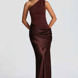 VESTIDO COMPRIDO ASSIMÉTRICO EFEITO ACETINADO