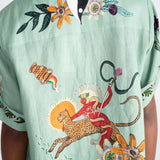 CONJUNTO CAMISA E CALÇÕES ESTAMPADO TROPICAL
