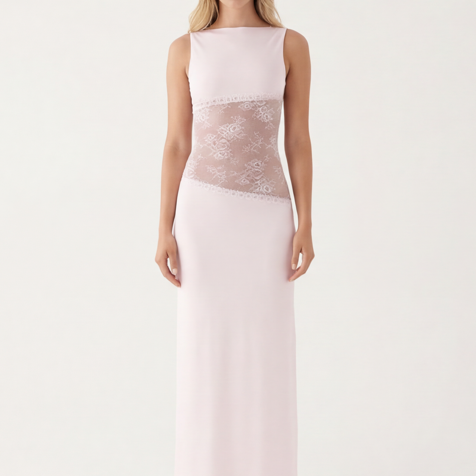 VESTIDO COMPRIDO DETALHE TRANSPARÊNCIA