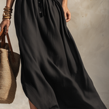 Vestido maxi refinado com cinto