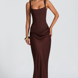 VESTIDO LONGO ESPARTILHO DRAPEADO