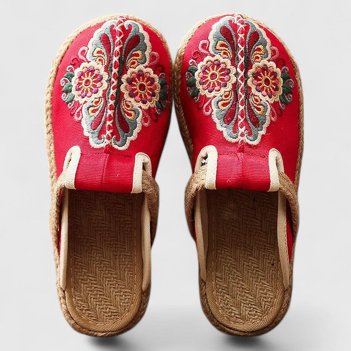 Marousse | Mules Florais Confortáveis Feitas à Mão