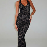 VESTIDO COMPRIDO DE RENDA HALTER