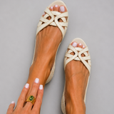 Camilla | Sandálias Trançadas Creme Elegante