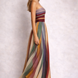 HERA I VESTIDO LONGO PLISSADO MULTICOLOR
