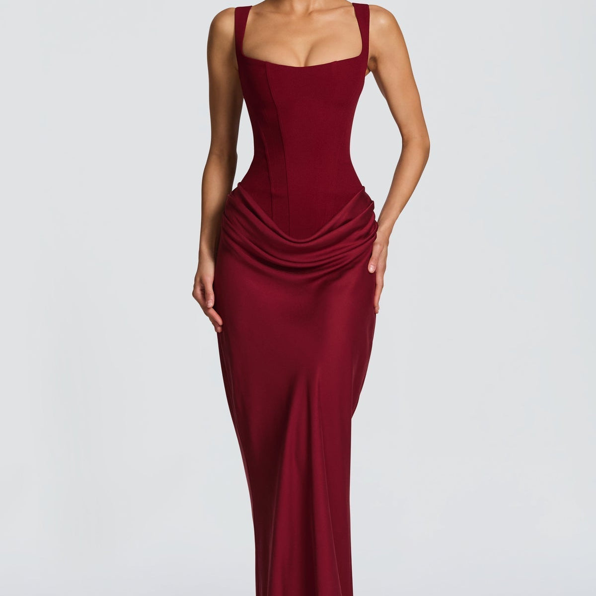 VESTIDO LONGO ESPARTILHO DRAPEADO