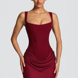 VESTIDO LONGO ESPARTILHO DRAPEADO