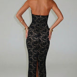 VESTIDO COMPRIDO DE RENDA HALTER