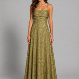 MARIELA - VESTIDO LARGO LISO DE JACQUARD