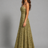 MARIELA - VESTIDO LARGO LISO DE JACQUARD