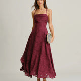 MARIELA - VESTIDO LARGO LISO DE JACQUARD