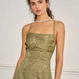 MARIELA - VESTIDO LARGO LISO DE JACQUARD