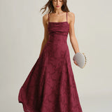 MARIELA - VESTIDO LARGO LISO DE JACQUARD