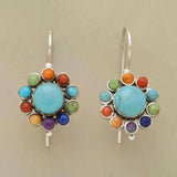 Brincos em argola turquesa chiques multicoloridos