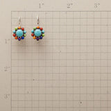 Brincos em argola turquesa chiques multicoloridos