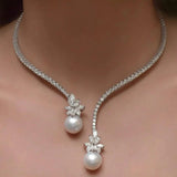 Colar Elegante e Brilhante de Pérolas em Prata Esterlina