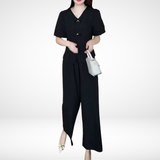 Elsie™ Conjunto Elegante de Manga Curta em Dois Peças