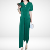 Elsie™ Conjunto Elegante de Manga Curta em Dois Peças