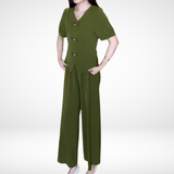 Elsie™ Conjunto Elegante de Manga Curta em Dois Peças
