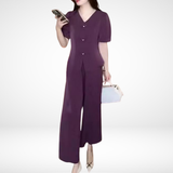 Elsie™ Conjunto Elegante de Manga Curta em Dois Peças