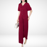 Elsie™ Conjunto Elegante de Manga Curta em Dois Peças