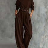 Conjunto Jessica™ Top Elegante & Calças de Perna Reta